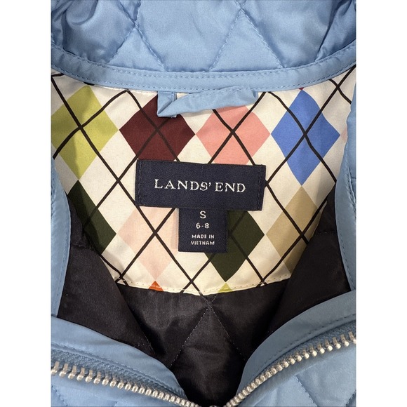 VEST PUFFER Lands End  Women Small 6-8  FULL ZIP SNAP POCKETS LIGHT BLUE Quilted - Picture 3 of 7